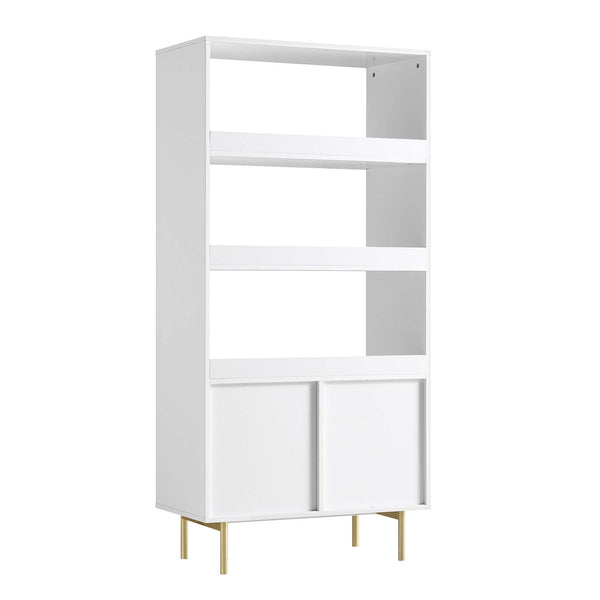 Richmond Ridged Tall Bookcase with Doors, Matte White