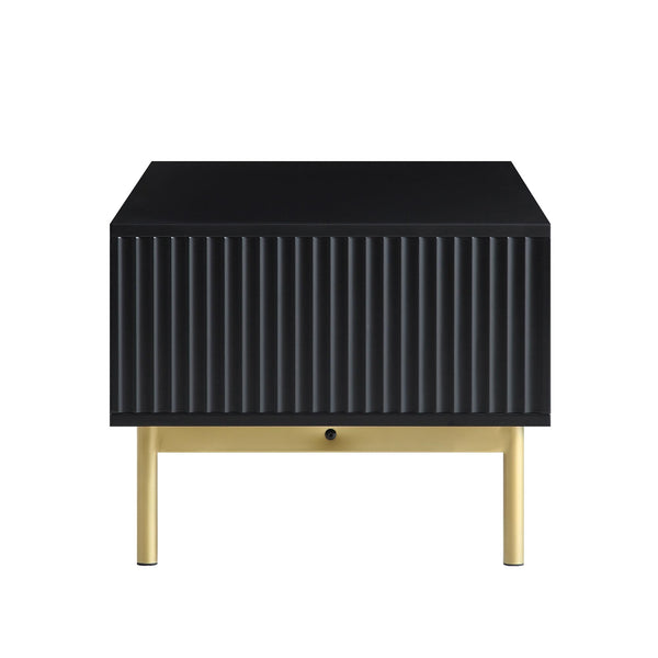 Richmond Ridged Coffee Table with Drawer, Matte Black
