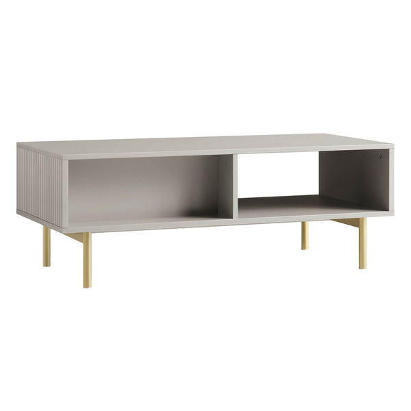 Richmond Ridged Coffee Table with Drawer, Matte Taupe