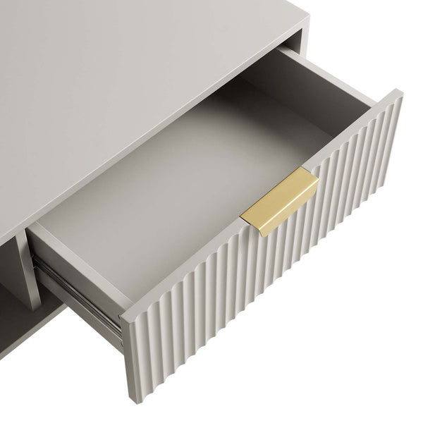 Richmond Ridged Coffee Table with Drawer, Matte Taupe