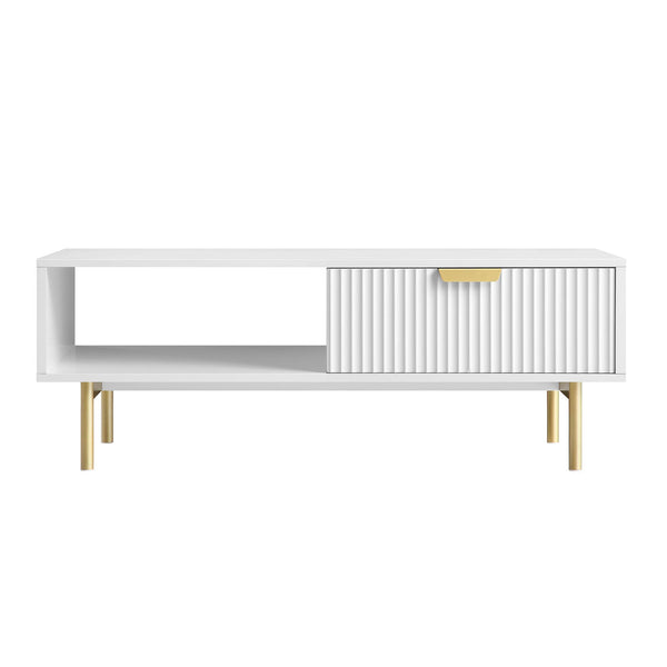 Richmond Ridged Coffee Table with Drawer, Matte White
