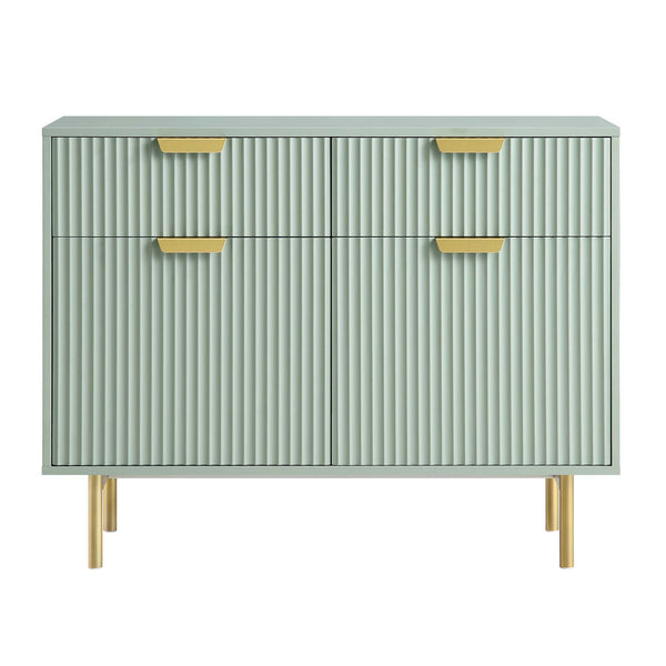 Richmond Ridged 2-Door Cabinet with Drawers, Matte Sage Green