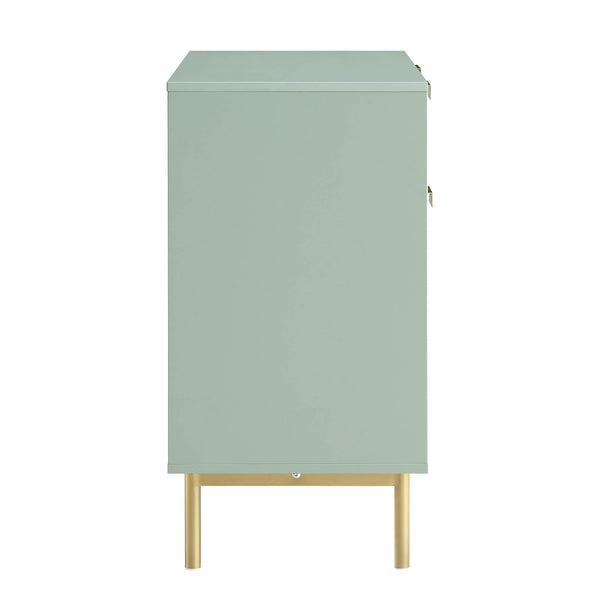 Richmond Ridged 2-Door Cabinet with Drawers, Matte Sage Green