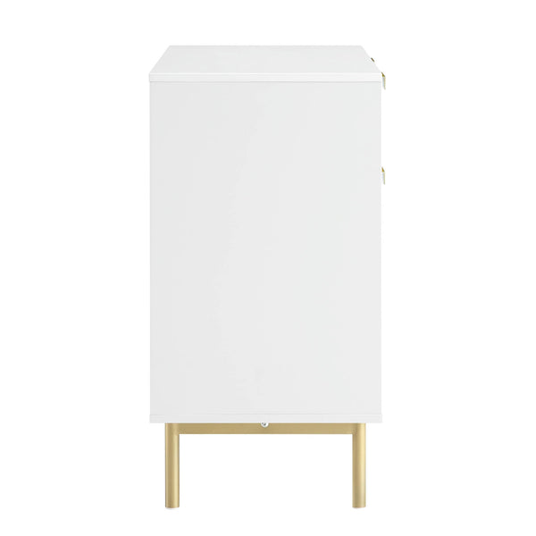 Richmond Ridged 2-Door Cabinet with Drawers, Matte White
