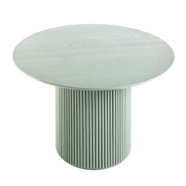 Maru Round Oak Pedestal Dining Table, Sage Green