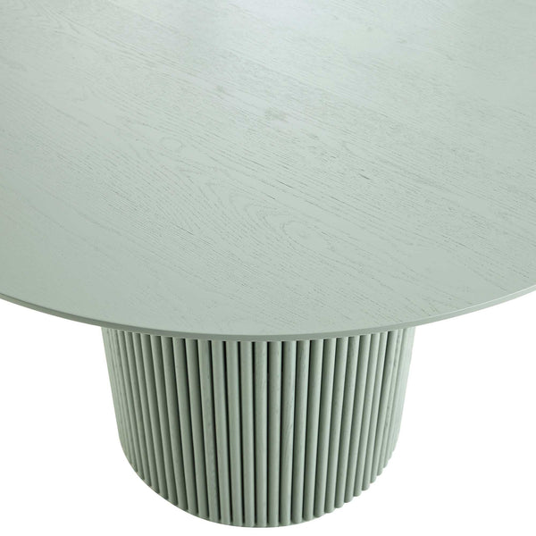 Maru Round Oak Pedestal Dining Table, Sage Green
