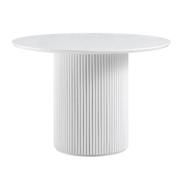 Maru Round Oak Pedestal Dining Table, Washed White