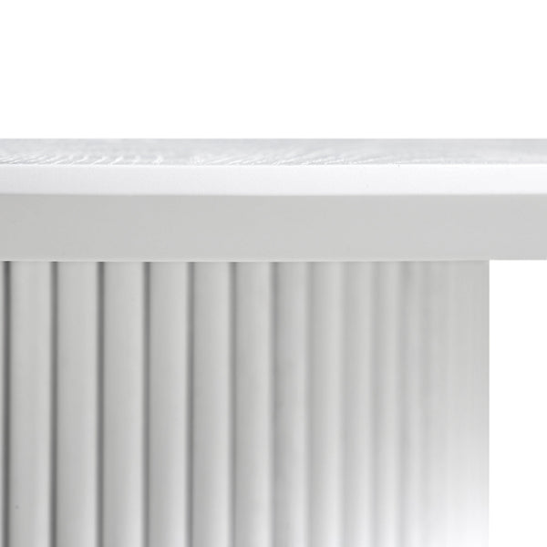 Maru Round Oak Pedestal Dining Table, Washed White