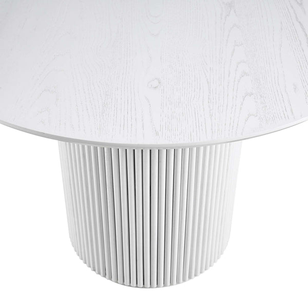 Maru Round Oak Pedestal Dining Table, Washed White