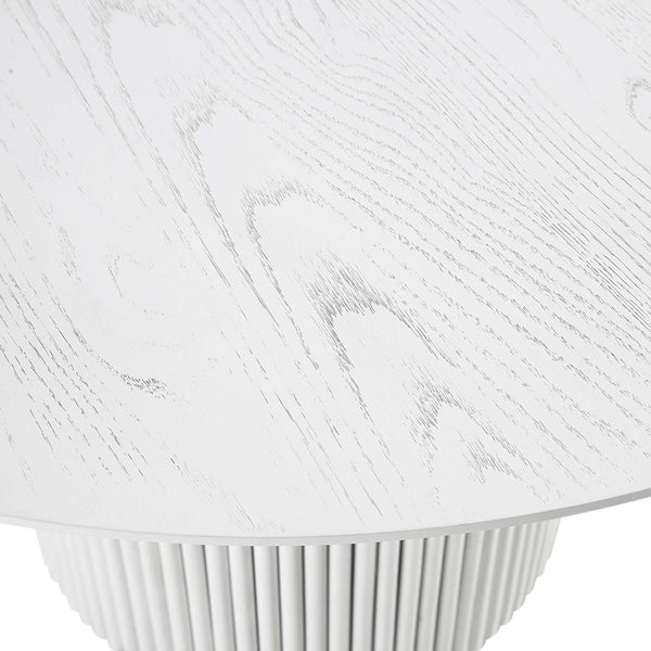 Maru Round Oak Pedestal Dining Table, Washed White