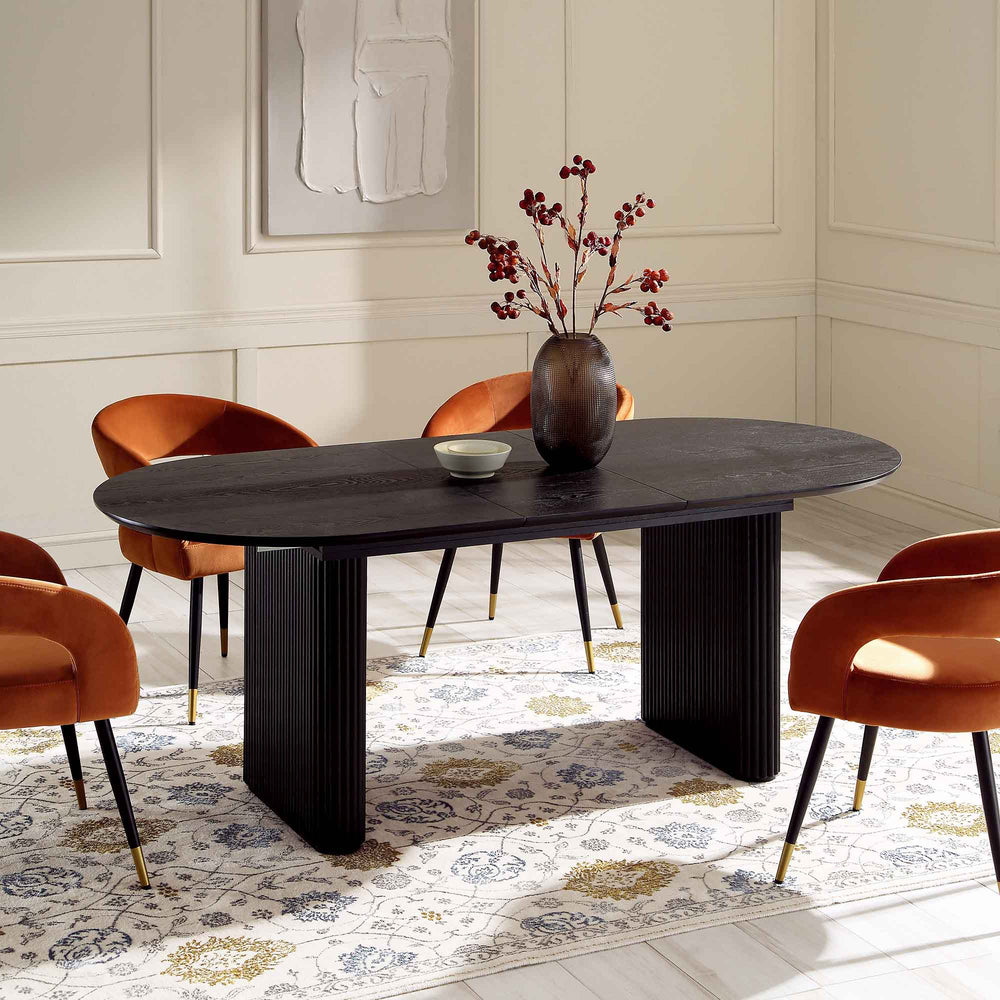 Maru Oval 6-8 Seater Extending Oak Pedestal Dining Table, Black | daals.com