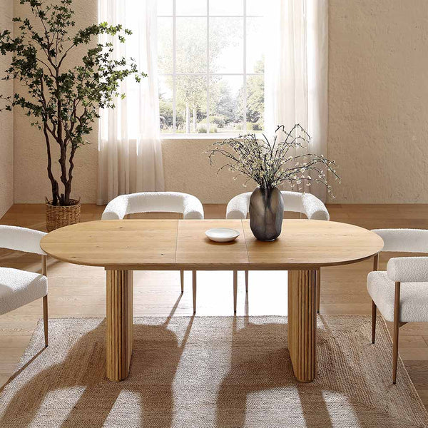 Maru Oval 6-8 Seater Extending Oak Pedestal Dining Table, Oak