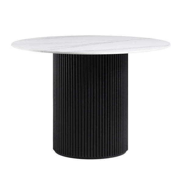 Maru Ceramic Top Black Pedestal Round Dining Table