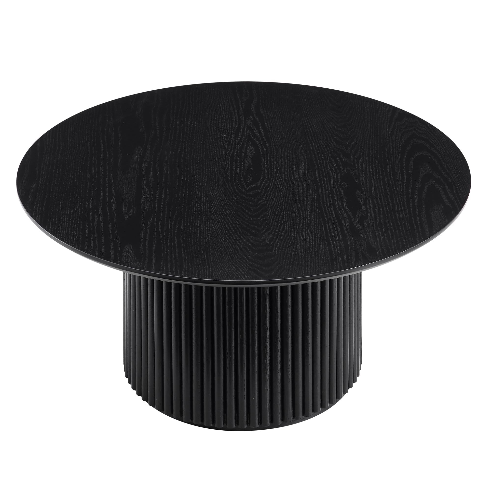 Maru Round Oak Pedestal Coffee Table, Black | daals.com