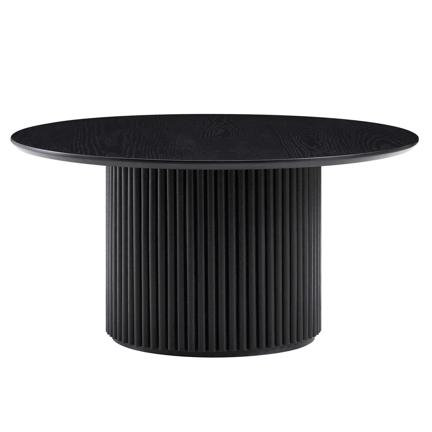 Maru Round Oak Pedestal Coffee Table, Black | daals.com
