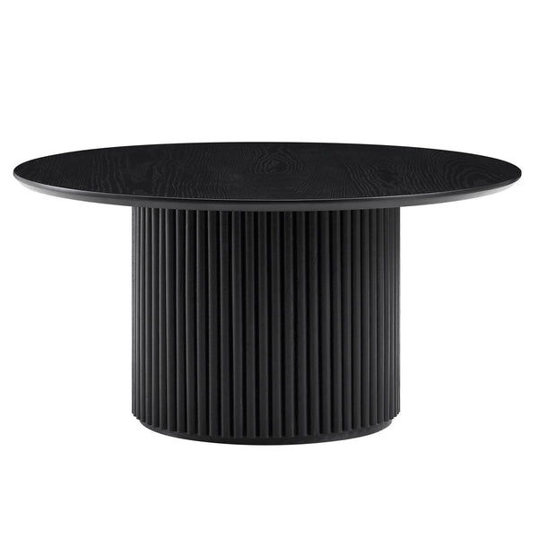 Maru Round Oak Pedestal Coffee Table, Black
