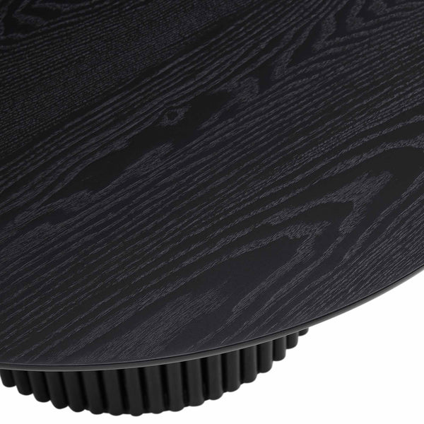 Maru Round Oak Pedestal Coffee Table, Black