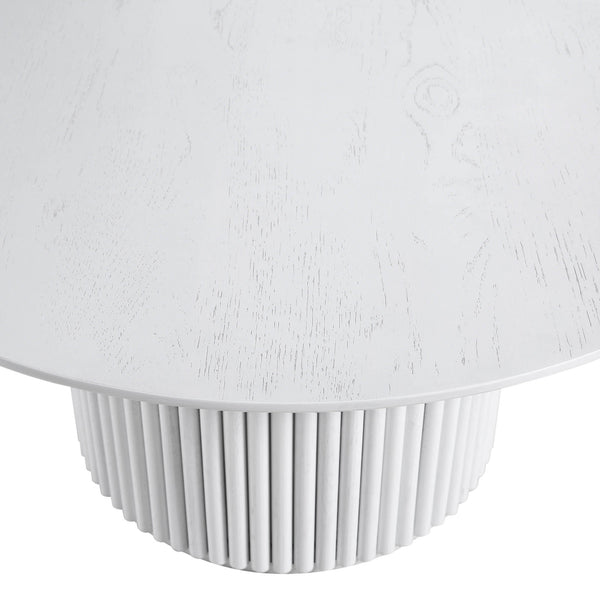 Maru Round Oak Pedestal Coffee Table, Washed White