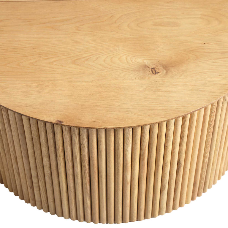 Maru Oak Round Coffee Table with Storage, Oak | daals.com