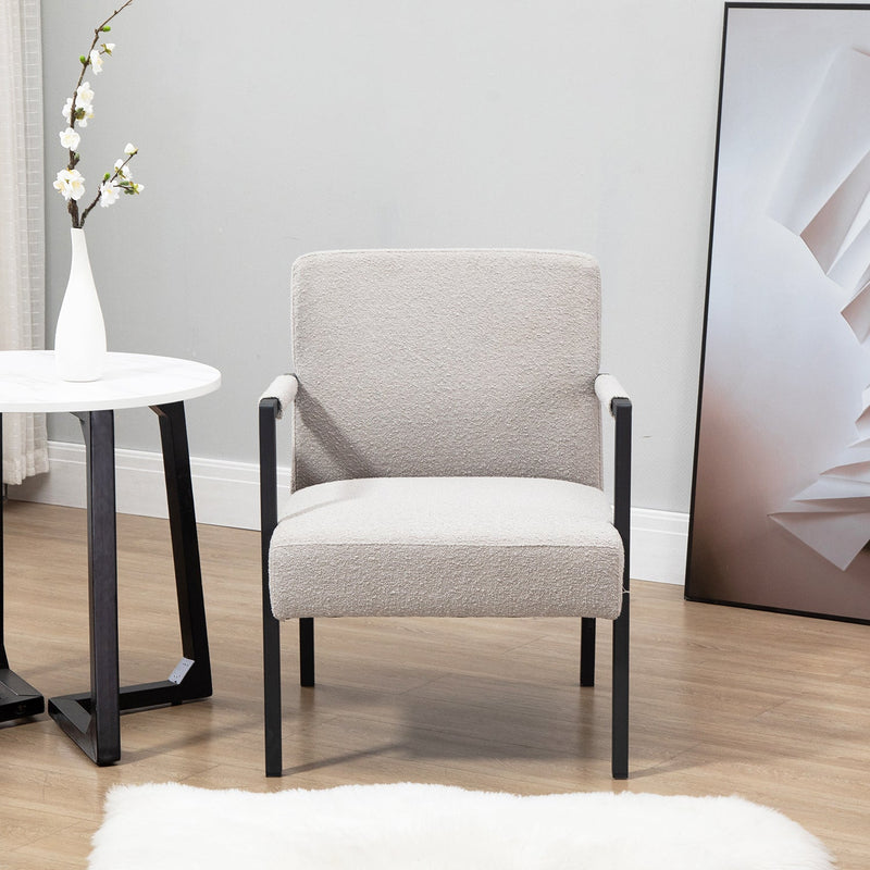 Hatton Steel Frame Boucle Accent Chair (Gray)