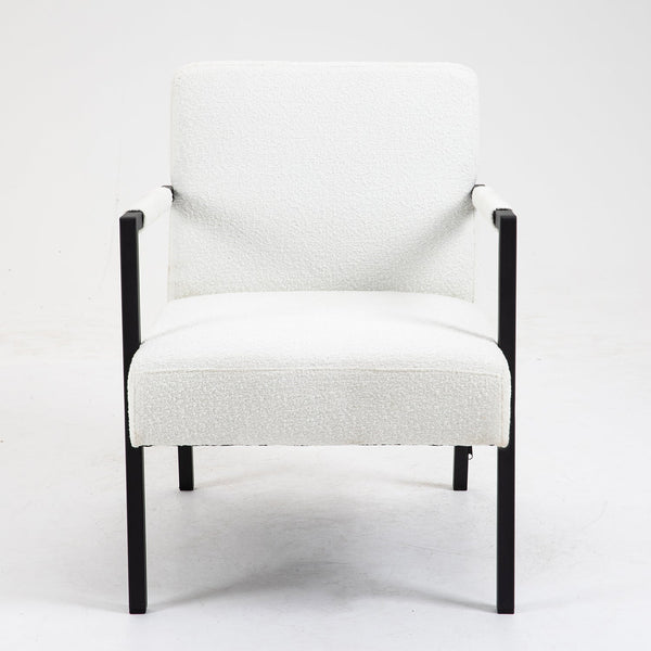 Hatton Steel Frame Boucle Accent Chair (White)