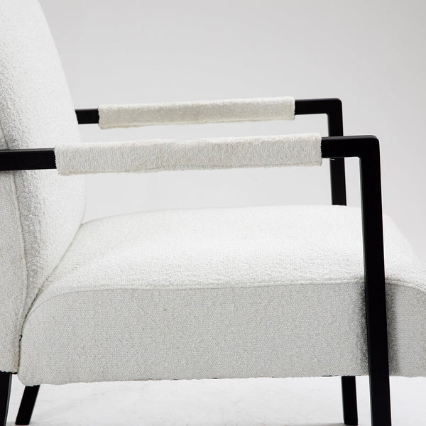 Hatton Steel Frame Boucle Accent Chair (White)