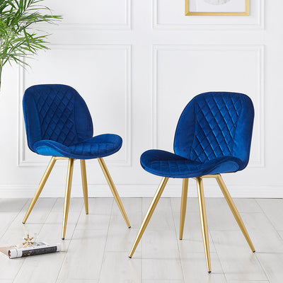 Cosford Diamond Stitch Set of 2 Dining Chairs (Blue Velvet)