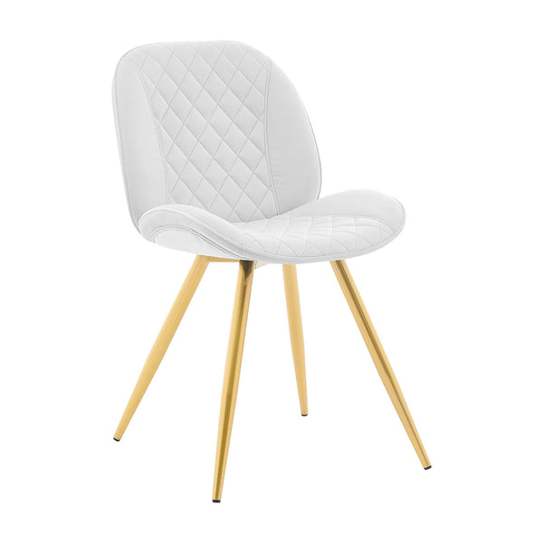 Cosford Diamond Stitch Set of 2 Dining Chairs (Cream White Velvet)