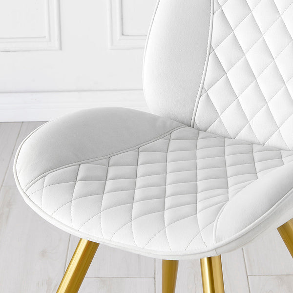 Cosford Diamond Stitch Set of 2 Dining Chairs (Cream White Velvet)