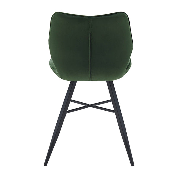Ampney Velvet Diamond Stitch Set of 2 Dining Chairs with Metal Legs (Green Velvet)