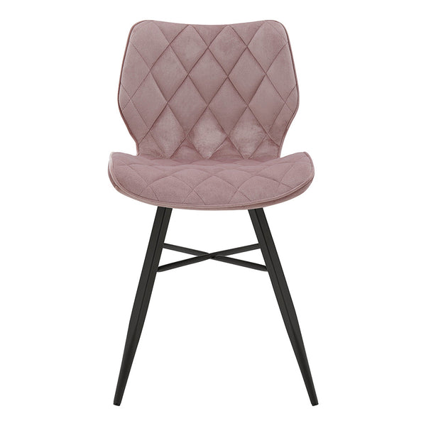 Ampney Velvet Diamond Stitch Set of 2 Dining Chairs with Metal Legs (Dusty Pink Velvet)