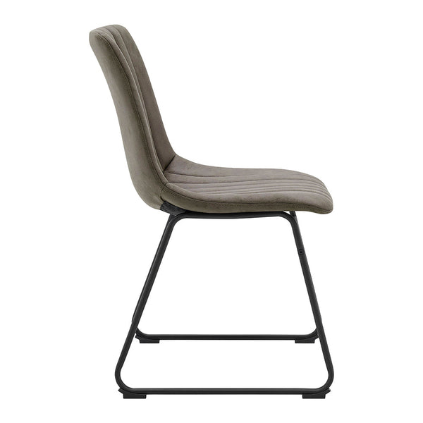 Sutton Set of 2 Vegan Leather Fluted Dining Chairs with Metal Frame (Steel Gray)