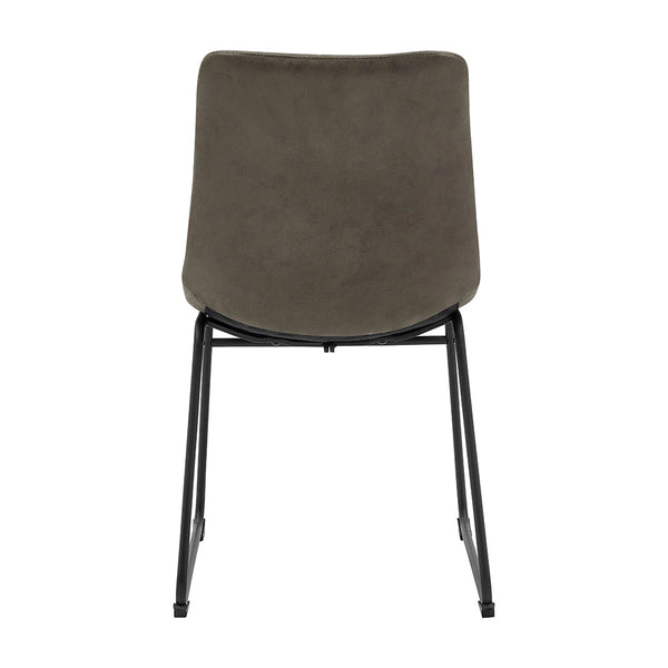 Sutton Set of 2 Vegan Leather Fluted Dining Chairs with Metal Frame (Steel Gray)