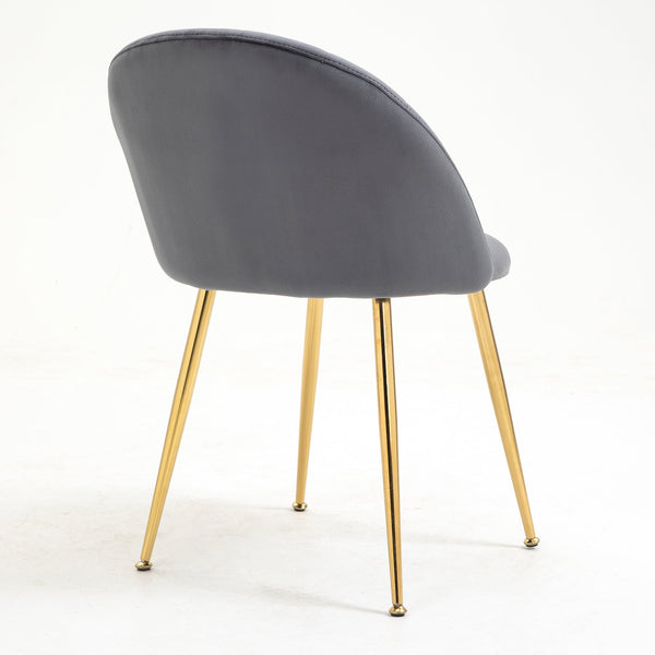 Milverton Pair of 2 Velvet Dining Chairs with Golden Chrome Legs (Grey)