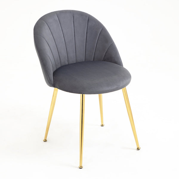 Milverton Pair of 2 Velvet Dining Chairs with Golden Chrome Legs (Gray)