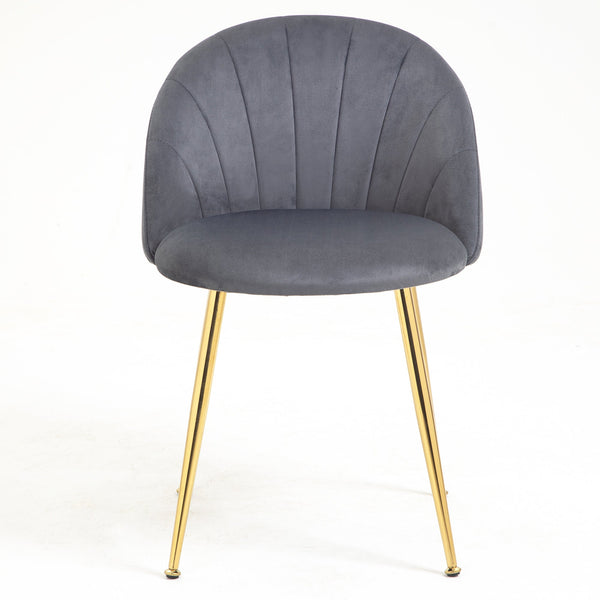 Milverton Pair of 2 Velvet Dining Chairs with Golden Chrome Legs (Gray)