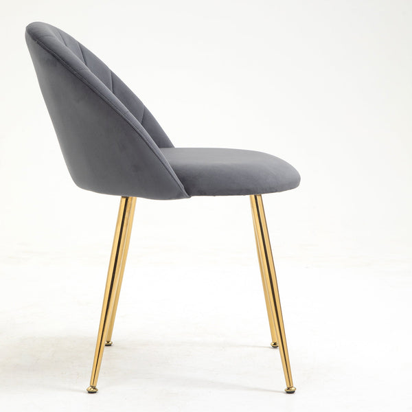 Milverton Pair of 2 Velvet Dining Chairs with Golden Chrome Legs (Gray)