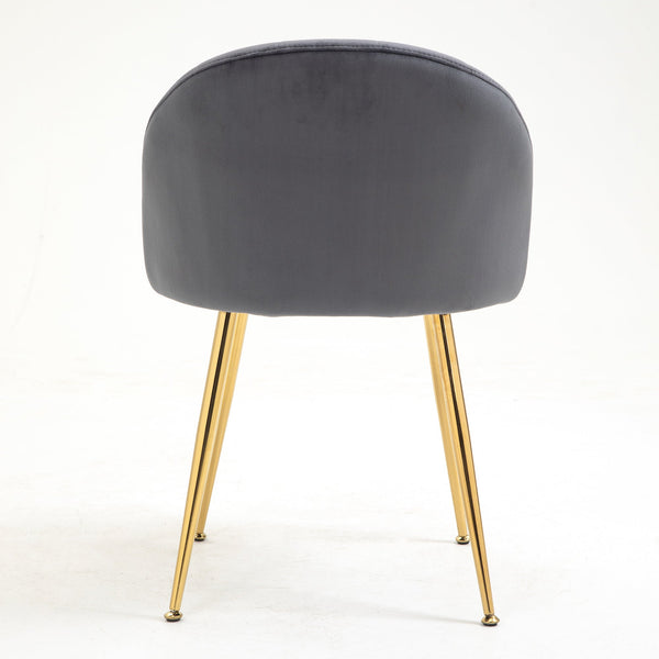 Milverton Pair of 2 Velvet Dining Chairs with Golden Chrome Legs (Gray)