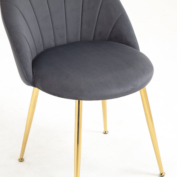 Milverton Pair of 2 Velvet Dining Chairs with Golden Chrome Legs (Gray)