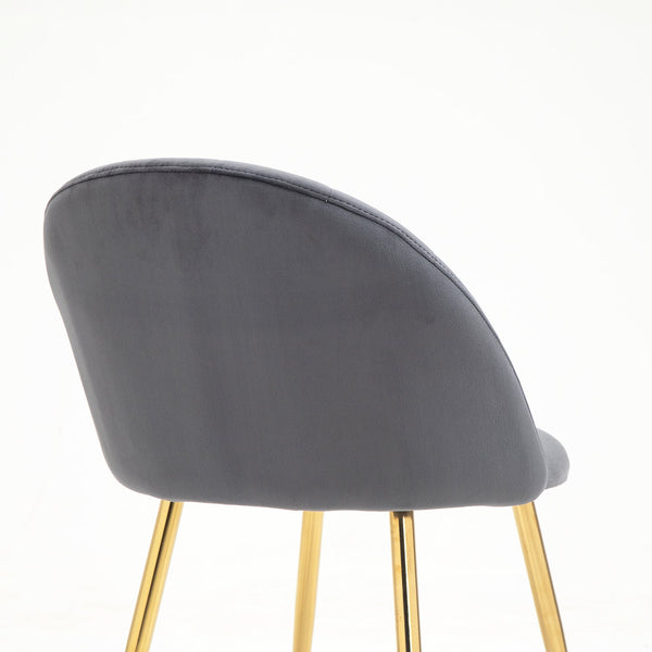 Milverton Pair of 2 Velvet Dining Chairs with Golden Chrome Legs (Gray)