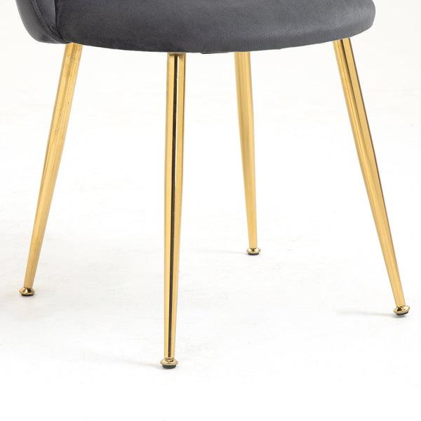 Milverton Pair of 2 Velvet Dining Chairs with Golden Chrome Legs (Gray)