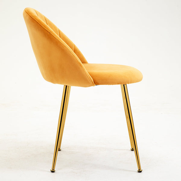 Milverton Pair of 2 Velvet Dining Chairs with Golden Chrome Legs (Mustard)