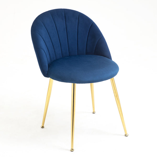 Milverton Pair of 2 Velvet Dining Chairs with Golden Chrome Legs (Navy Blue)