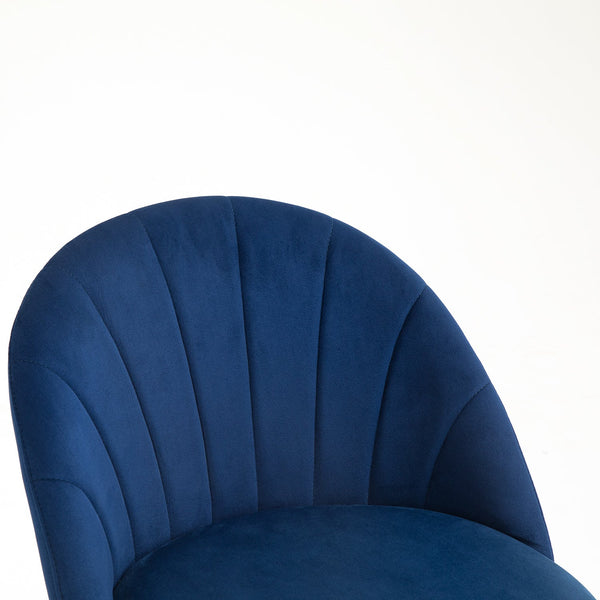 Milverton Pair of 2 Velvet Dining Chairs with Golden Chrome Legs (Navy Blue)