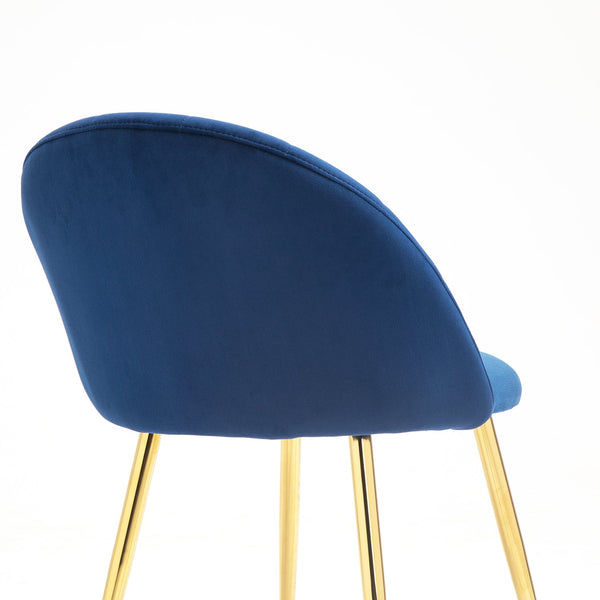 Milverton Pair of 2 Velvet Dining Chairs with Golden Chrome Legs (Navy Blue)