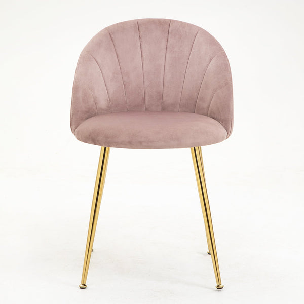 Milverton Pair of 2 Velvet Dining Chairs with Golden Chrome Legs (Dusty Pink)