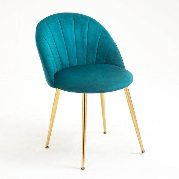 Milverton Pair of 2 Velvet Dining Chairs with Golden Chrome Legs (Teal)
