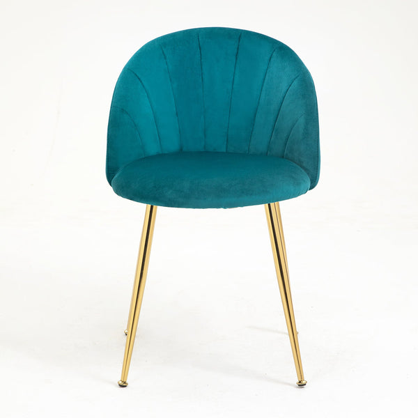 Milverton Pair of 2 Velvet Dining Chairs with Golden Chrome Legs (Teal)