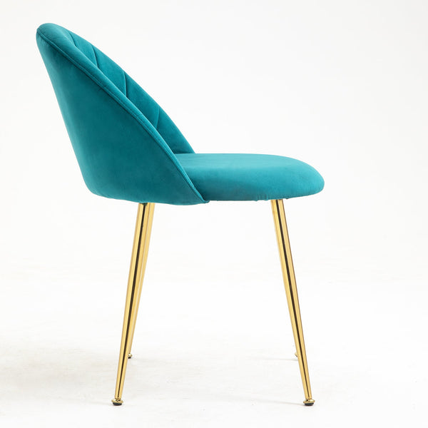 Milverton Pair of 2 Velvet Dining Chairs with Golden Chrome Legs (Teal)