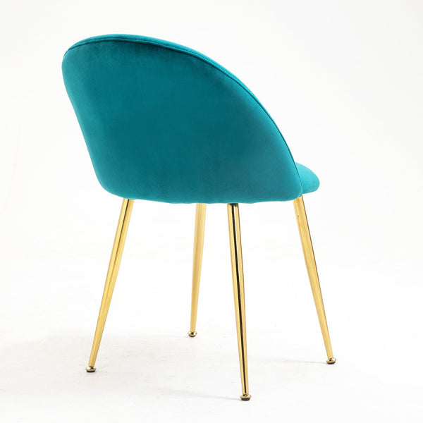Milverton Pair of 2 Velvet Dining Chairs with Golden Chrome Legs (Teal)